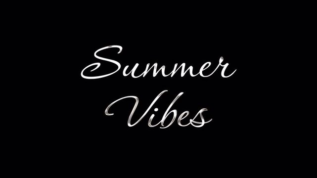 Summer vibes handwritten silver font for shiny metallic text display, suitable for summerthemed designs and trendy graphic elements.