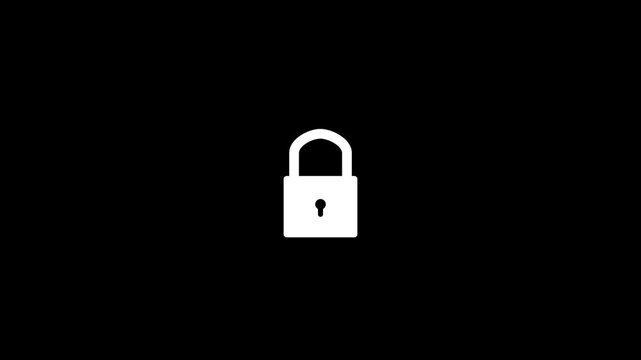 Padlock white icon animation. Reveal with accent and animation of locking. Isolated on a white background.