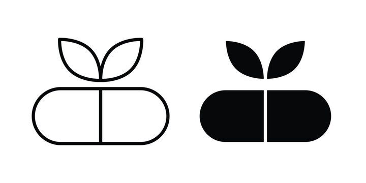 Herbal capsule icon on white background.