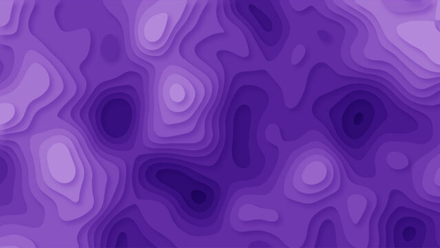 Purple Layered Paper Cut Abstract Background with Organic Topographic Contour Pattern Modern 3D Design