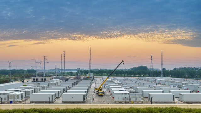 Energy Storage Facility Under Construction at Sunset