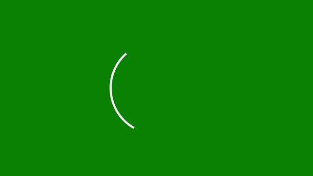 Loading icon white spins circles on green background, 4k video, abstract circle frame template footage, dark background, animated simple white ring parts.