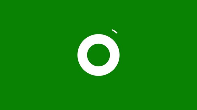 Loading icon white spins circles on green background, 4k video, abstract circle frame template footage, dark background, animated simple white ring parts, loading bars and circles.