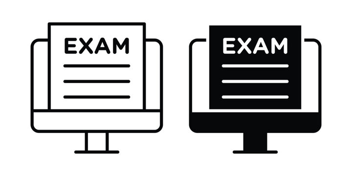 Online exam test icon on white background.