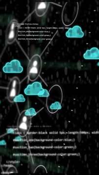 Vertical video: Tilting phone starting dive, teal clouds drifting, nodes linking, showing data flow
