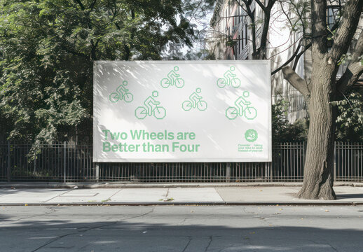 Eco Friendly Urban Cycling Promotion Billboard Mockup PSD