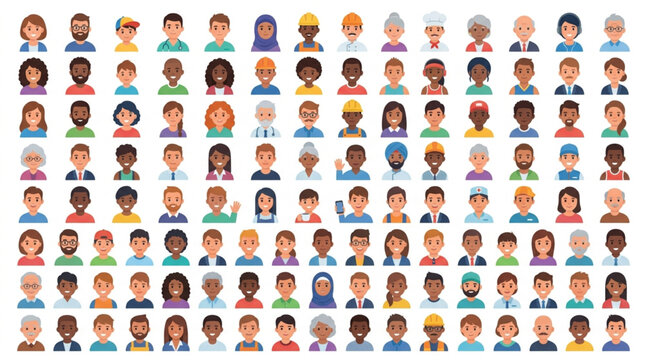 Diverse Group of People Avatars Representing Different Ages and Genders.