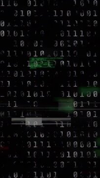 Vertical video: Binary matrix pulsing and shifting green blocks after pulse, showing processing