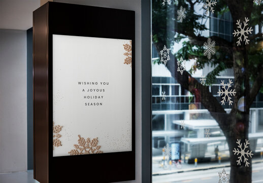 Festive Holiday Window Sign Mockup Display PSD