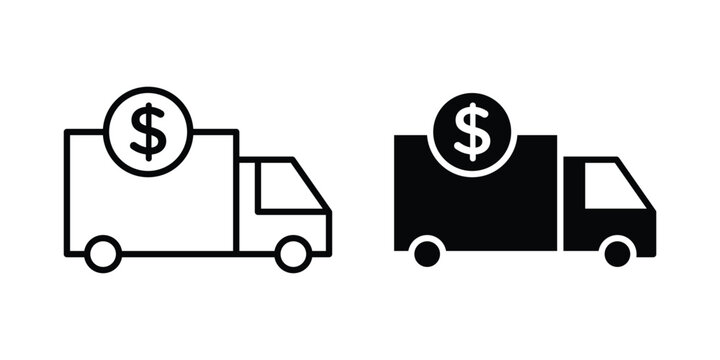 Shipping charges icon on white background.