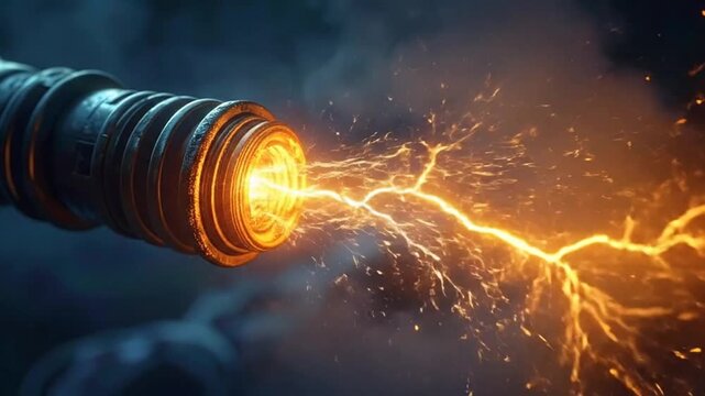 An abstract image of energy flowing through a metallic cylindrical object