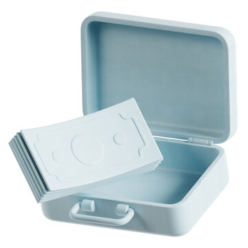 open briefcase with stack of money bills financial wealth security
