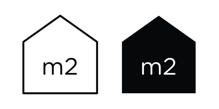 Square Meter icon on white background.