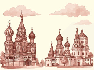 Obraz premium Historic Architecture Skyline Illustration with Intricate Domes and Spires