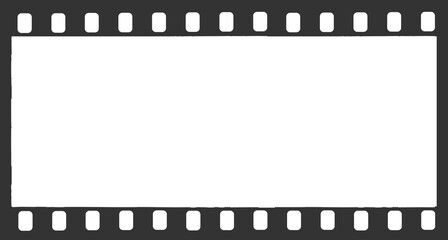 Fototapeta premium Black vintage film strip with transparent background, perforations and subtle scratches