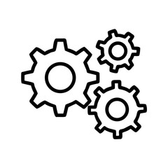 Fototapeta premium Black outline of three connected gears for mechanical design.