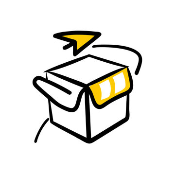 Open package with an arrow icon for return and delivery services.