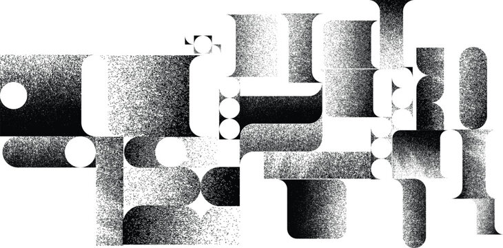 Glitch distorted geometric shape . Noise destroyed logo . Trendy defect error shapes . Glitched .Grunge textured . Distressed effect .Vector shapes with a noised screen print texture.
