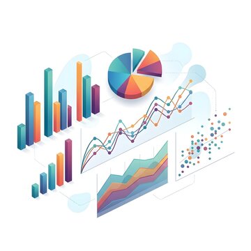 Isometric Data Visualization Colorful Charts and Graphs for Business Analytics, Strategic Planning, and Performance Reporting