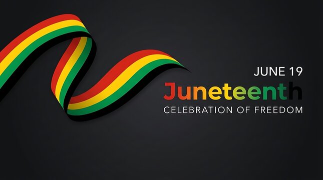 Juneteenth celebration vibrant ribbon design with red black and green colors honoring freedom and emancipation