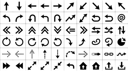 Fototapeta premium Arrows hand drawn set with black curved lines and various directions featuring direction, up, down with left and right elements for diagonal,