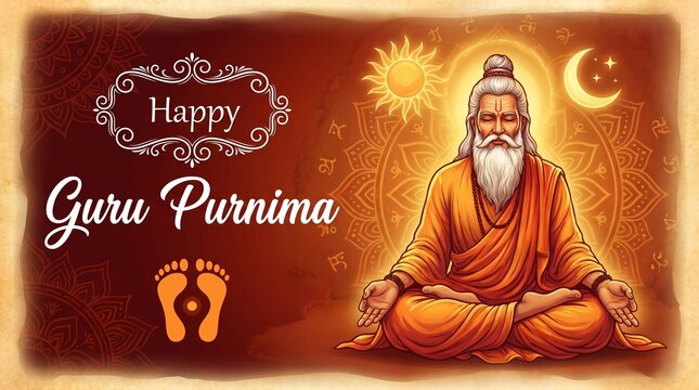 happy guru Purnima Indian Festival honoring of spiritual teacher vector poster