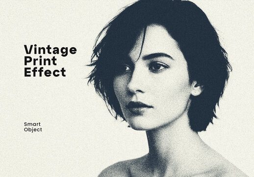 Vintage Halftone Dot Print Effect Smart Object PSD