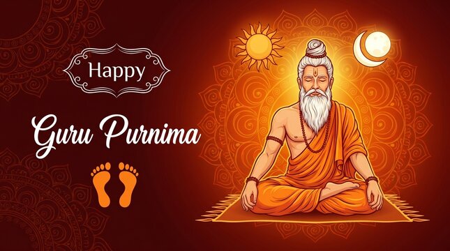 happy guru Purnima Indian Festival honoring of spiritual teacher vector poster
