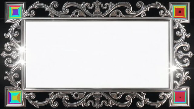Video frame montage of ornate silver frame borders.