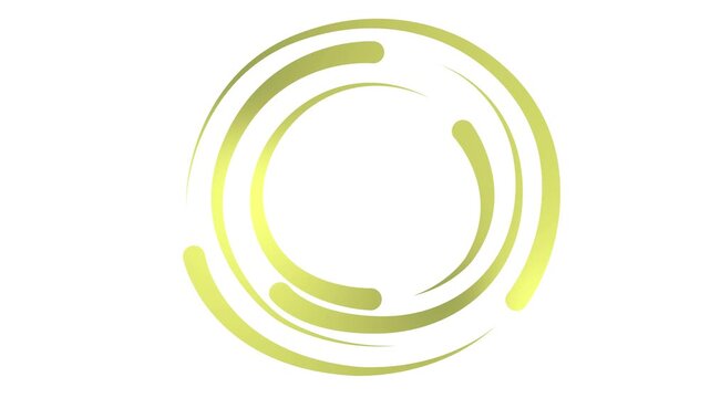Animated golden decorative lines is drawn. Linear circle frame with copy space. Fluid effect. Drop of liquid moving. Looped video. Vector illustration isolated on white background.