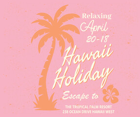 Fototapeta premium Hawaii palm paradise vector graphic design for apparel, stickers, posters, background and others. Club of summer. Tropical beach vibes design. Hawaii surf club.
