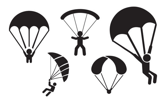 Drone Delivery and Logistics Icon Set &ndash; Parachute Shipping, Cloud Download and Location Marker Vector SymbolsWeb