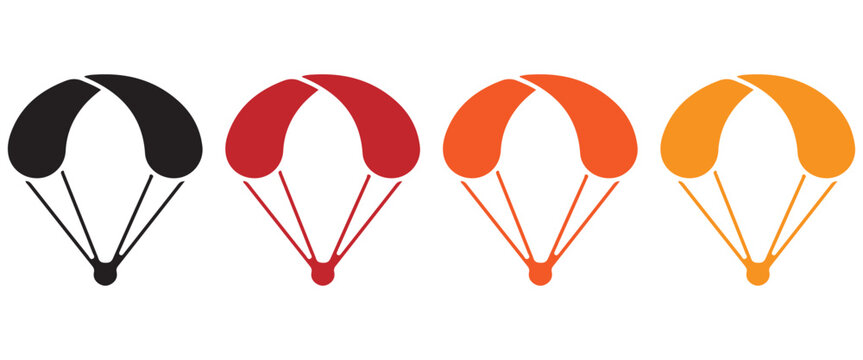Drone Delivery and Logistics Icon Set &ndash; Parachute Shipping, Cloud Download and Location Marker Vector SymbolsWeb