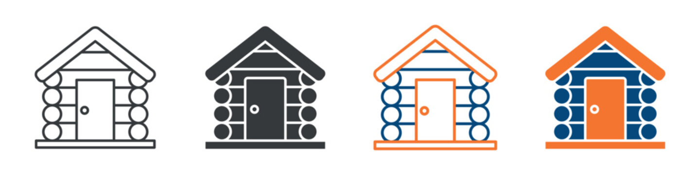 Log Cabin Icon Set Multiple Style Collection