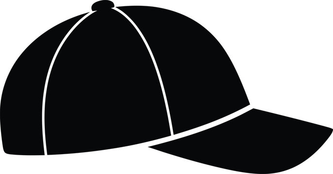 Black silhouette of a baseball cap in profile