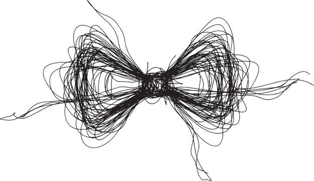 Black scribble bow tie on white background