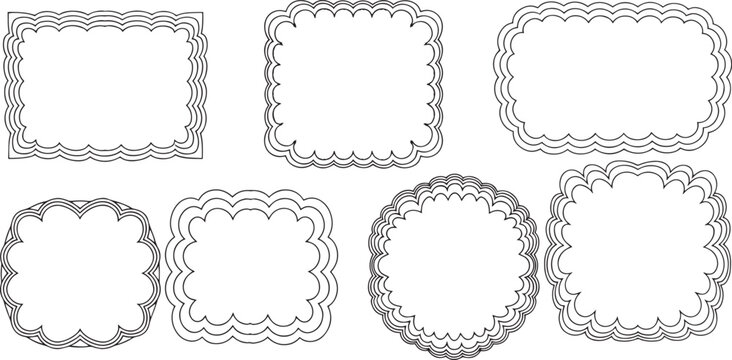 Set of seven decorative scalloped frames