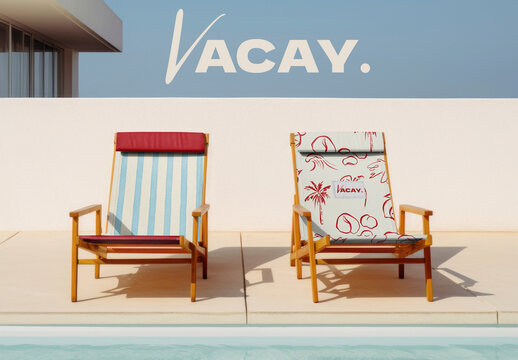Relaxing Poolside Vacation Vibes Chair Mockups PSD