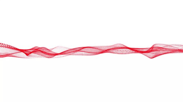 Abstract flowing red wave of particles on white background a formed by a multitude of flows dynamically across pure this imagery