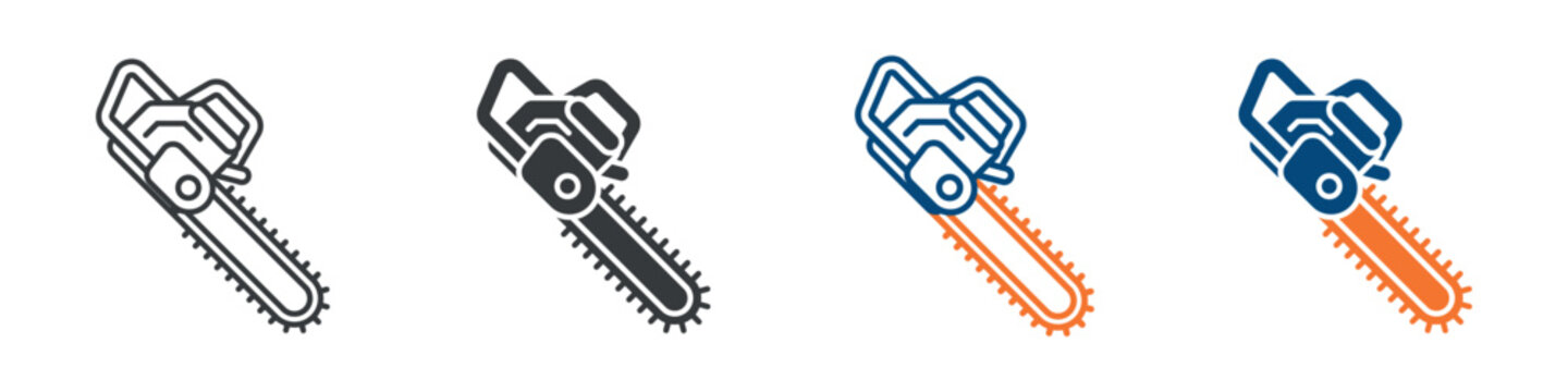 Chainsaw Icon Set Multiple Style Collection
