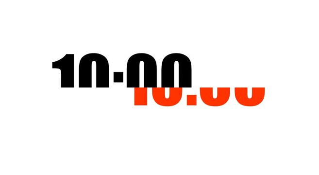 Digital countdown timer 10:00 motion with bold typography animation