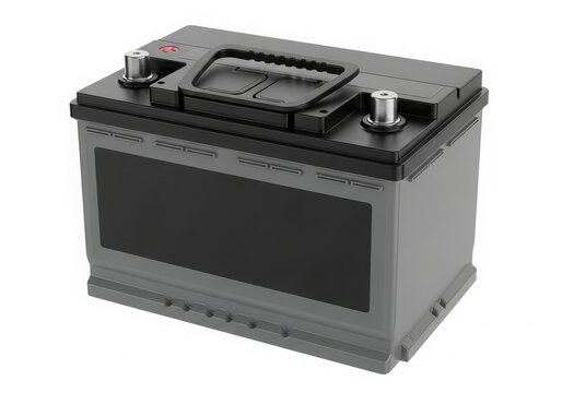 Black lead acid car battery with terminals