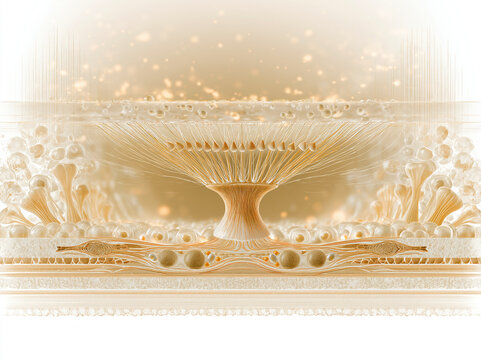 Human olfactory epithelium anatomy illustration showing pseudostratified columnar sensory architecture with bipolar receptor neurons cilia and supporting cells in warm amber gold tones on white backgr