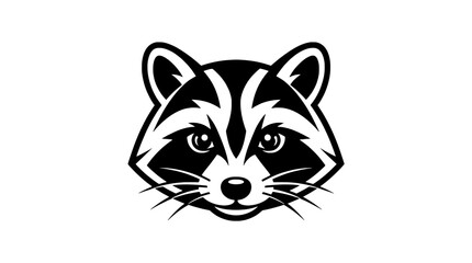 Fototapeta premium Raccoon face illustration with black and white stripes and expressive eyes featuring animal, wildlife, cute with cartoon and nature elements for