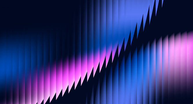 Futuristic abstract neon gradient background featuring glowing blue and pink light waves with geometric motion blur and modern digital aesthetics. Perfect for technology branding
