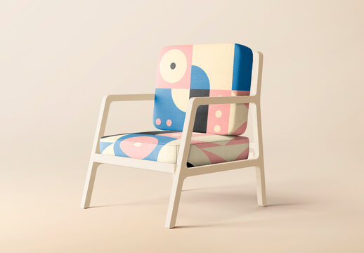 Modern Abstract Patterned Chair Mockup PSD