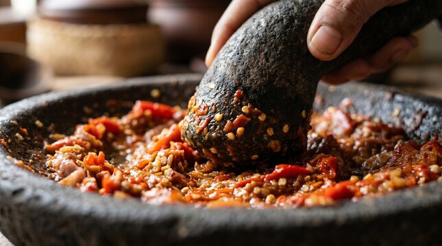 raditional Indonesian Sambal Texture Macro Photography