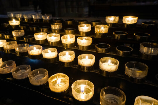 Burning candles in Cologne Cathedral, Germany