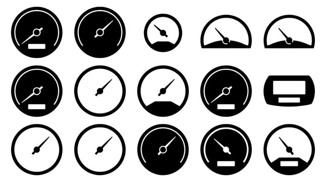 Collection of gauges and meters with gauge cluster, gauge indicator