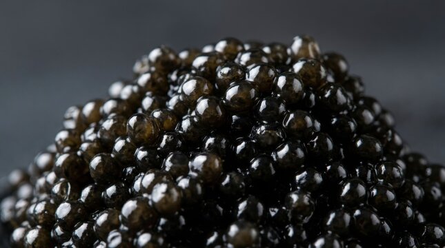 Macro View of Luxury Black Caviar Grains